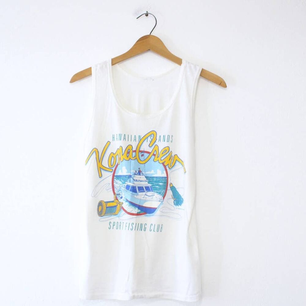 Vintage Kona Crew Sport Fishing Club Hawaii Tank Top Small